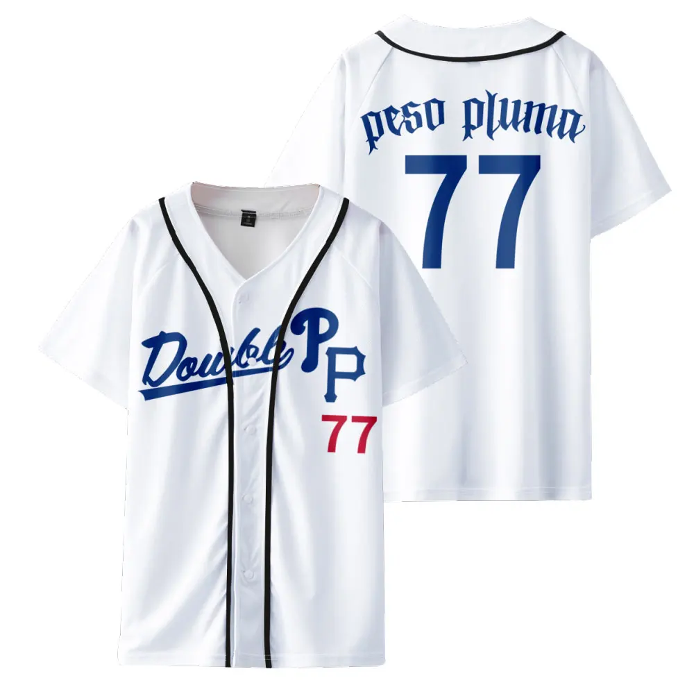 Peso Pluma Baseball T-shirt Women/Men Harajuku Streetwear Hip Hop Summer Short Sleeve T Shirt Baseball Jersey Teen Clothes