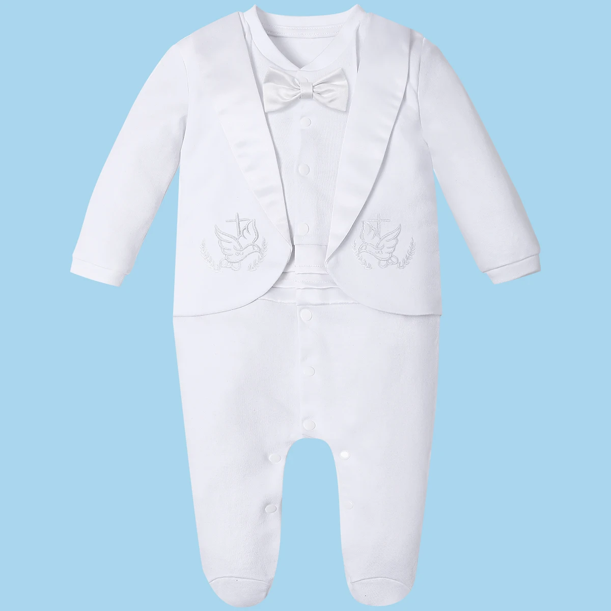 Baby Boy Christening Outfit Newborn Baptism Suit Infant White Easter Church Blessing Romper Photography Gift Formal Tuxedo