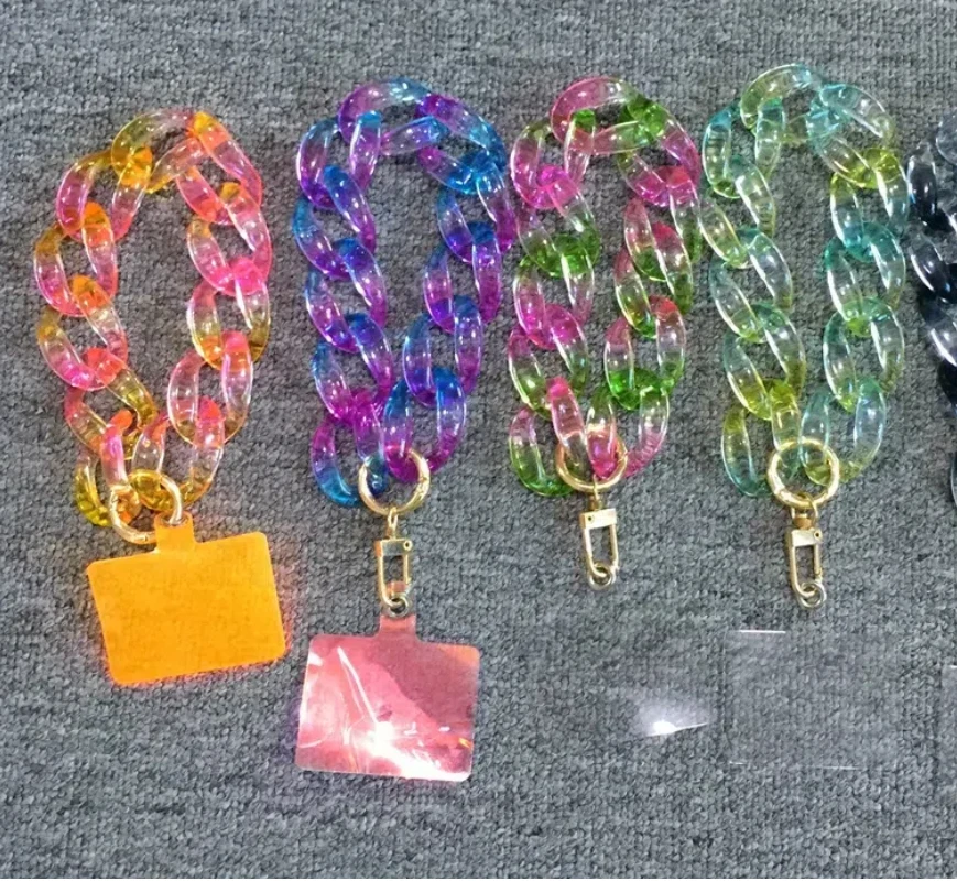 Transparente Acryl kette für Handy bunte Handy Lanyard Seil tragbare Fall Zubehör für Telefon Frauen