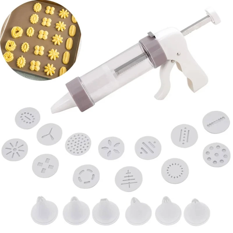 20 unids/set DIY Manual molde para galletas pistola Kit de prensa de galletas máquina de decoración máquina exprimidora hacer Churros dispositivo herramienta para hornear