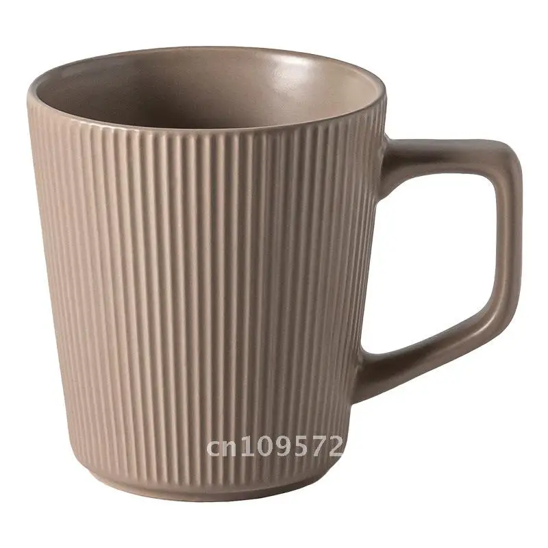 

Large Capacity Matte Ceramic Mug Solid Color Office Coffee Cup Couples Water Cup Nordic Style Simple Embossed Design