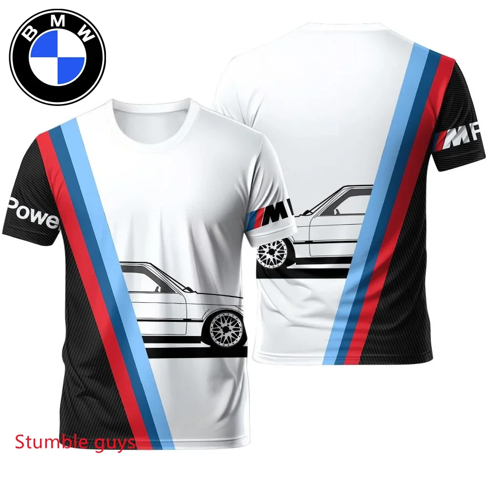 تي شيرت BMW صيفي للرجال بأكمام قصيرة ماركة سيارة كلاسيكي عتيق لسباق الدراجات النارية الرياضية
