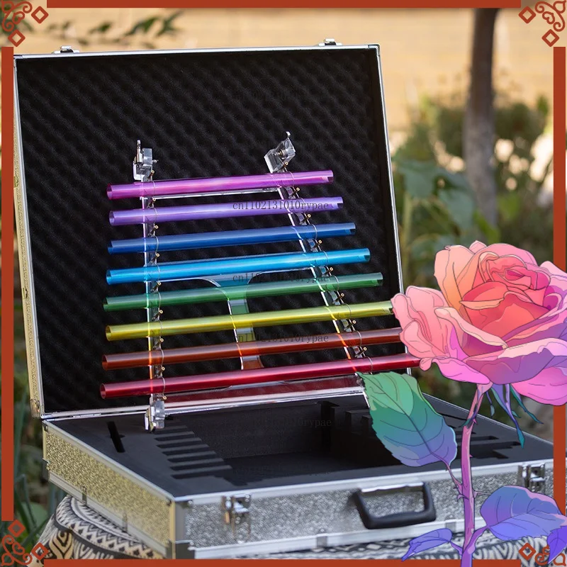 Crystal harp, crystal bowl with flowers, 8 colors, 8 notes