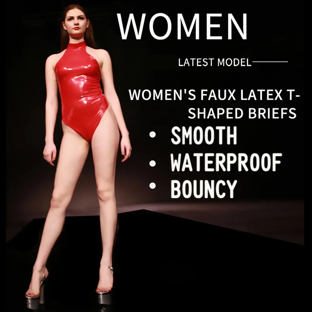 Traje de baño Sexy de PVC brillante con espalda descubierta y corte alto, traje de baño con cremallera y entrepierna abierta, traje de baño Sukumizu, traje de baño para mujer