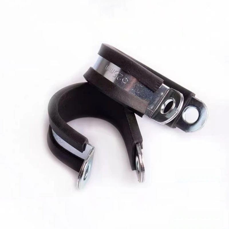 5-20pcs 6-90mm 15mm Bandwidth Reinforced R Type Rubber Lined Hose Clamp Galvanized Steel Double Layer Single P Pipe Clamp