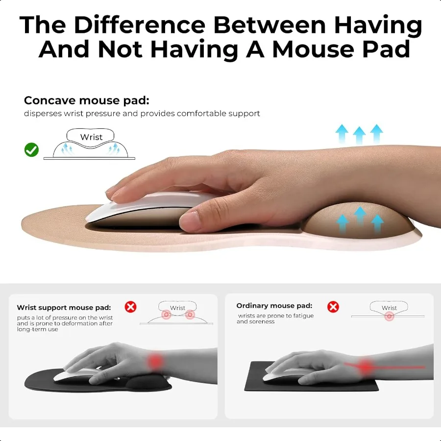 Alas Mouse Ergonomis dengan Sandaran Pergelangan Tangan Gel Desain Cekung Tengah Mengurangi Nyeri Pergelangan Tangan Alas Mouse Anti Selip untuk Laptop Kantor D