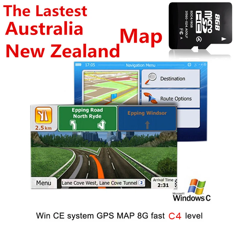 

8GB Micro SD Map Card Australia New Zealand Map For WCE System Car Auto GPS Navigation