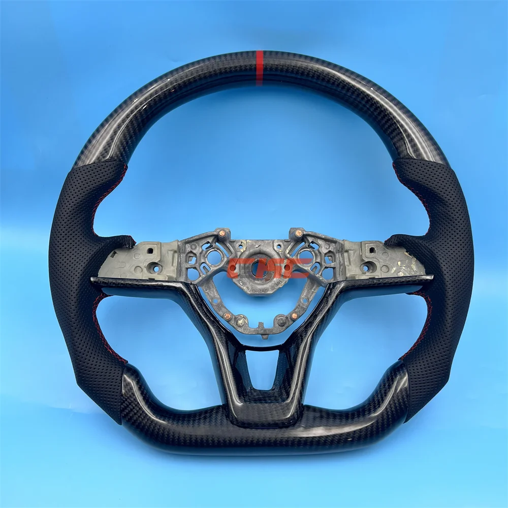 Customized black Carbon Fiber Perforated Leather Red Strip Steering Wheel for 2012 2013 2014 2015 2016 2017 2018-2024 N-issan