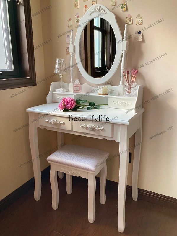 z.American retro vintage dresser princess powder simple mirror storage makeup table