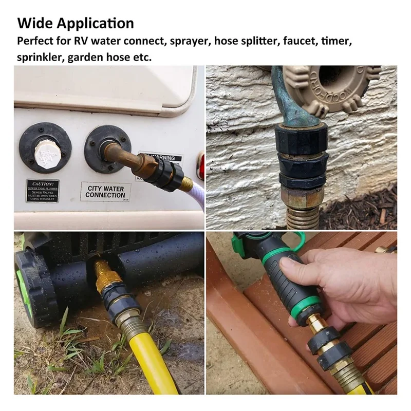 

Classy-Garden Hose Quick Connect Fittings With Water Stop, Metal Hose Quick-Connect Fittings, 3/4 Inch GHT Quick Connector Set D