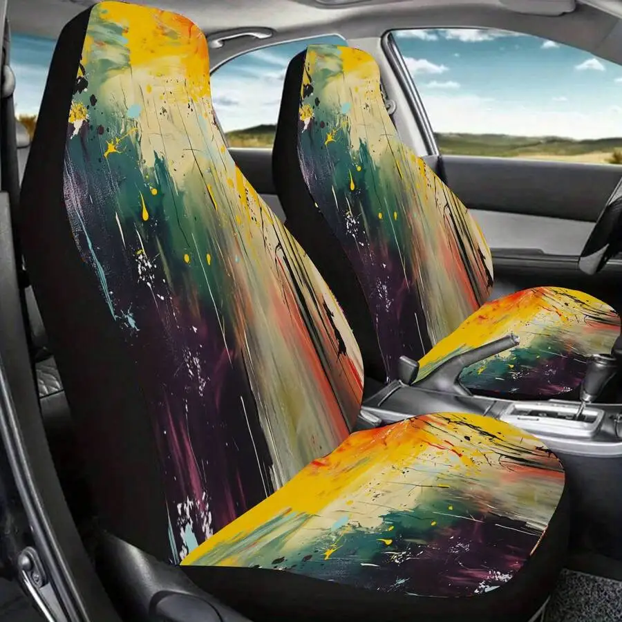 

Abstract Splash Ink Pattern Car Front Seat Cover Universal All Season Breathable Wear Resistant Decorative