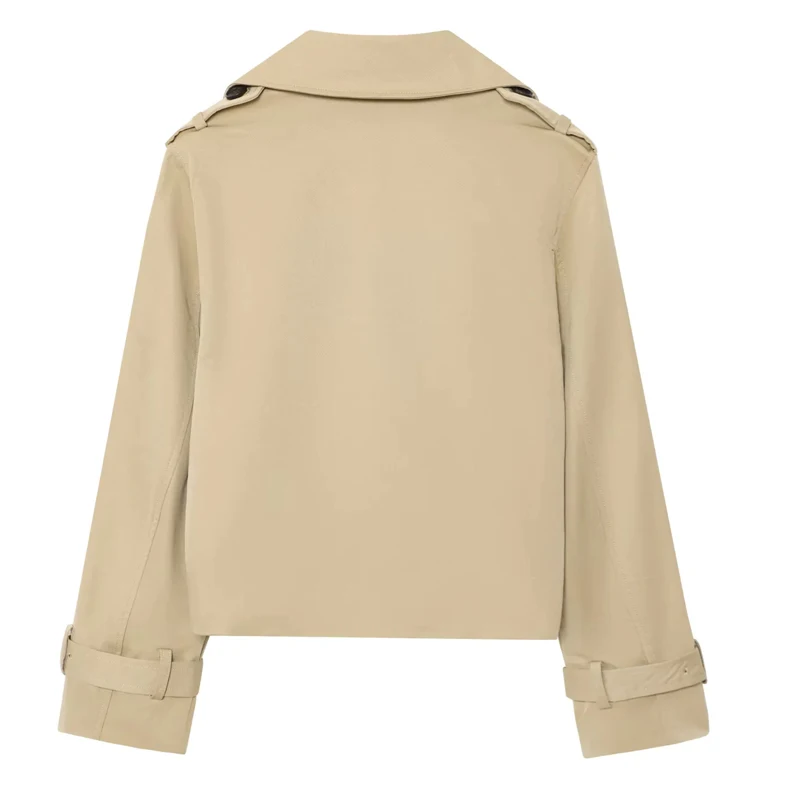 HXAO femme veste d'extérieur Demi-saison coupe-vent manteau nouveau dans les vestes à manches longues veste courte Double boutonnage manteaux courts
