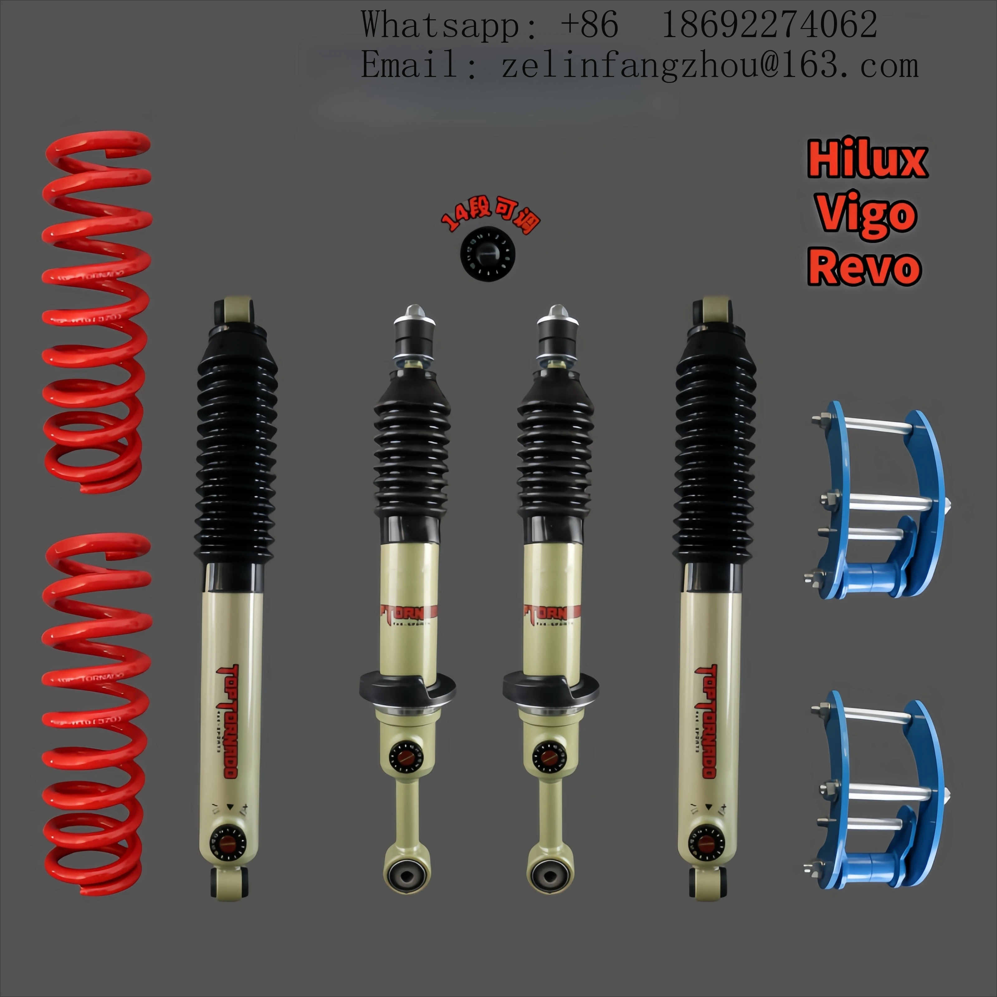 Soft and Hard Adjustable 2-inch Raised 4X4 Suspension Kit Combination for Toyota Hilux Vigo Revo Pickup Truck view 2