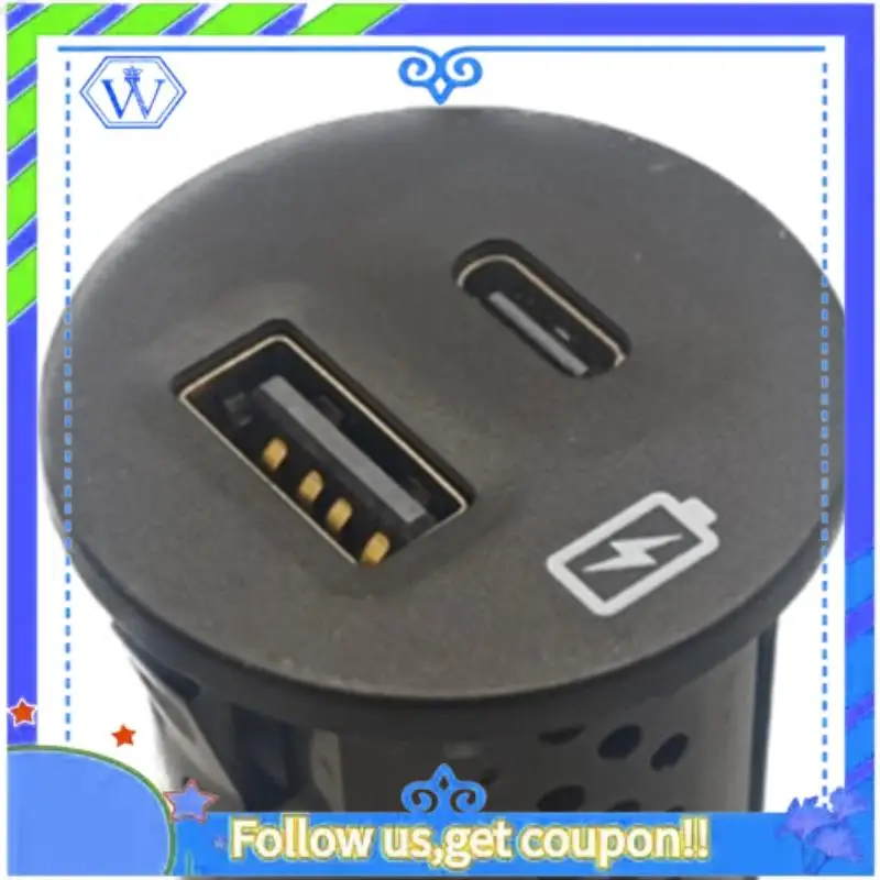 

M46K-For Ford Mondeo Edge Taurus KUGA Focus Type C USB Cigarette Fast Charging Port Without Backlight Easy Install