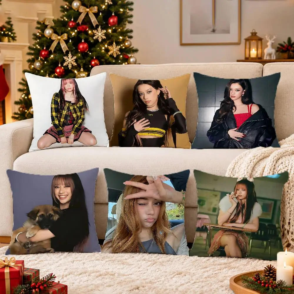 FOR Katseye Megan 45x45cm Square Cushion Cover Cartoon Print Decorative Throw Pillow Case for Couch Bed Car Home Decor