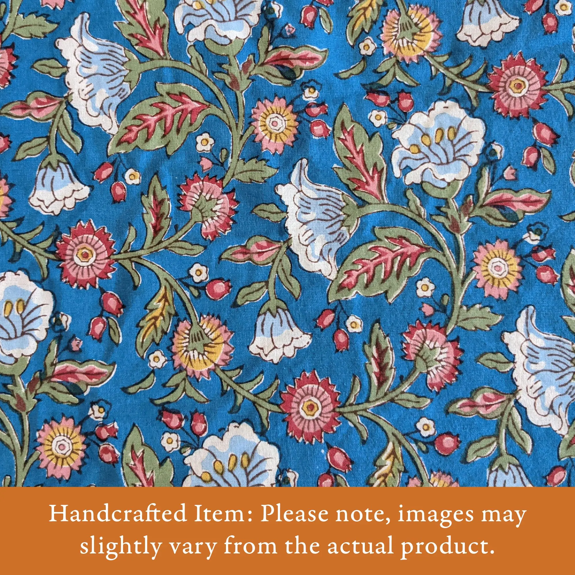 Fabric Shower Curtain, 100% Blue Cotton, 72x72 Inches, Perfect for Bathroom Decor, Farmhouse, Boho, and Vintage Styles