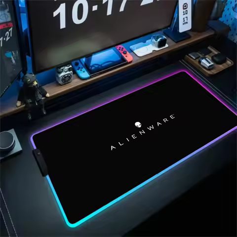 RGB Mouse Pad Anime Alienware Gaming Laptops Keyboard Mat Luminescence Deskmat Led Lighting Mousepad Gamer Mats Mause Pc Xxl
