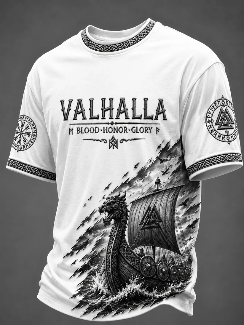 2027 Summer Best-selling Men's Vintage Viking Style 3D Printed Outdoor Sports Breathable Quick-Drying T-Shirt for Family Couples