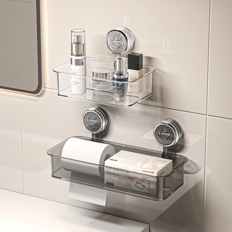 Bathroom Paper Towel Box Hole-free Organizer Bathroom Toilet Drawer Wall-mounted Suction Cup Shelf Home Accessories