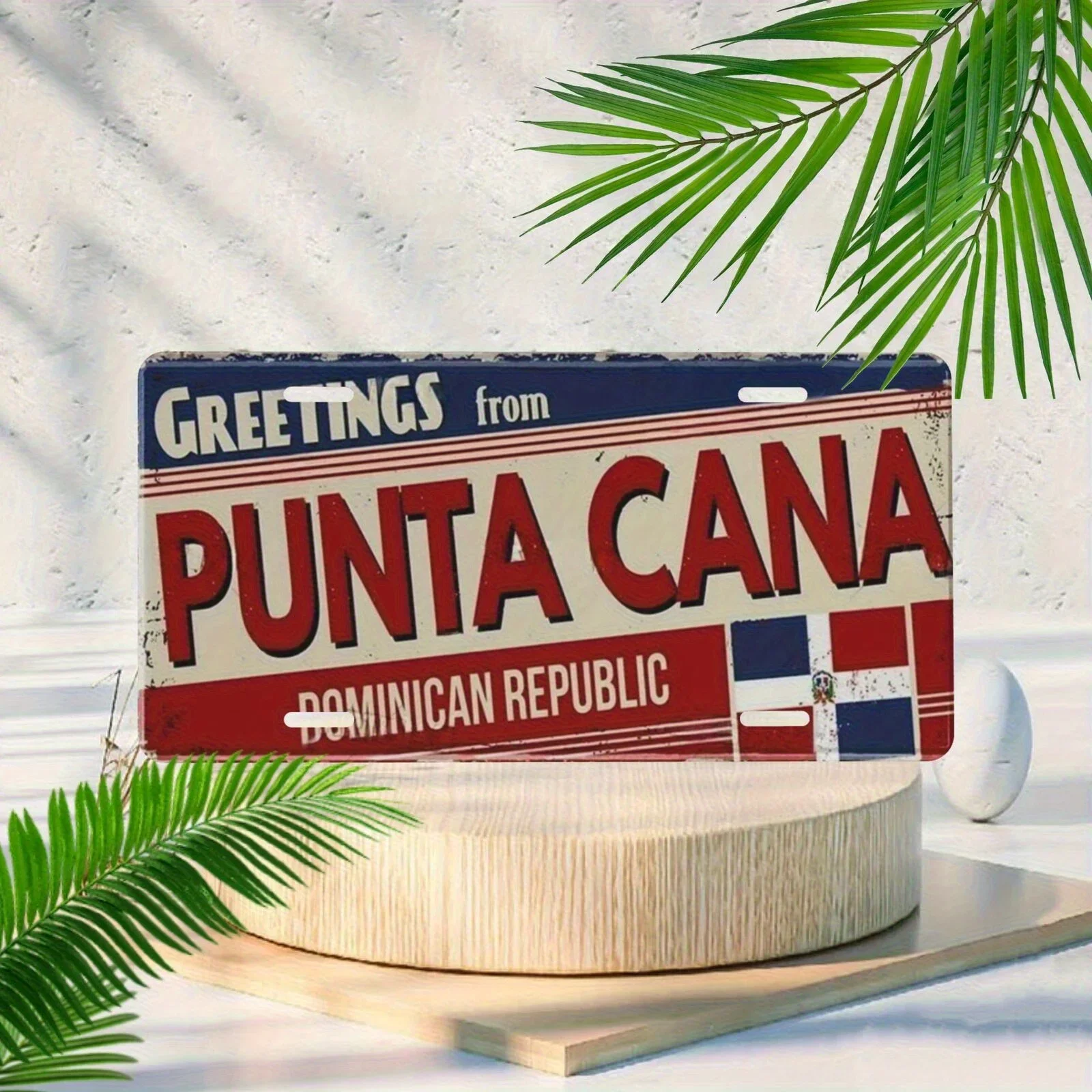 Dominican Republic Punta Cana Themed P-Type Vintage License Plate Sign, 2D Flat Printing, For Decorative Purposes Only