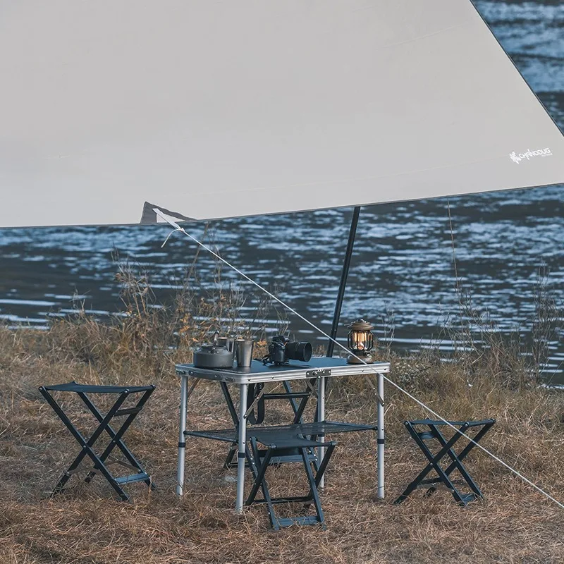 Tavolo pieghevole portatile da esterno Tavolo da campeggio triplo in lega di alluminio Tavolo per auto con guida autonoma Nuovo