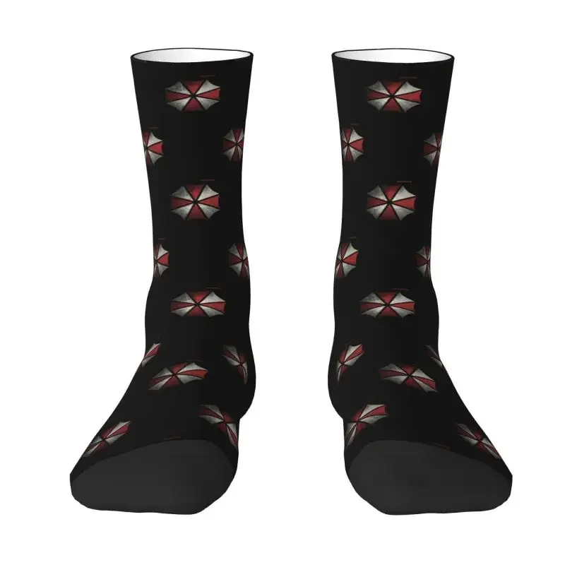 Cute Print Umbrella Corporation Socks for Men Women Stretchy Summer Autumn Winter Video Game Cosplay Crew Socks