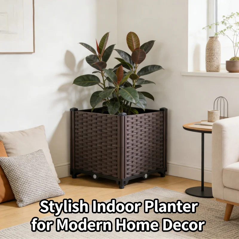 

Deepened 1-Section Planter Box 37x37x34cm Heavy Duty Plastic Raised Garden Bed for Vegetables Herb Flower Outdoor Patio Balcony