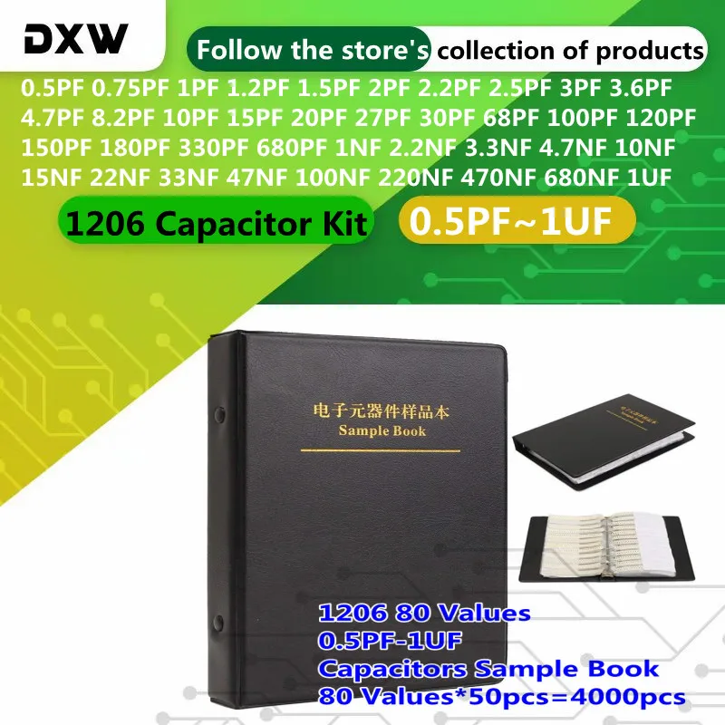 

4000pcs/Lot 1206 Capacitor Kit 2pf 6.8pf 10pf 20pf 33pf 47pf 100pf 150pf 330pf 470pf 680pf 1000pf 3.3nf 4.7nf 22nf 47nf 1uf