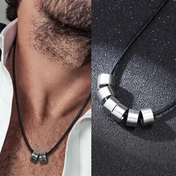 Nome Personalizado Bead para Homens, Colar De Couro Trançado, Colar Com Nome Personalizado, Nome De Família, 2 a 6 Talão