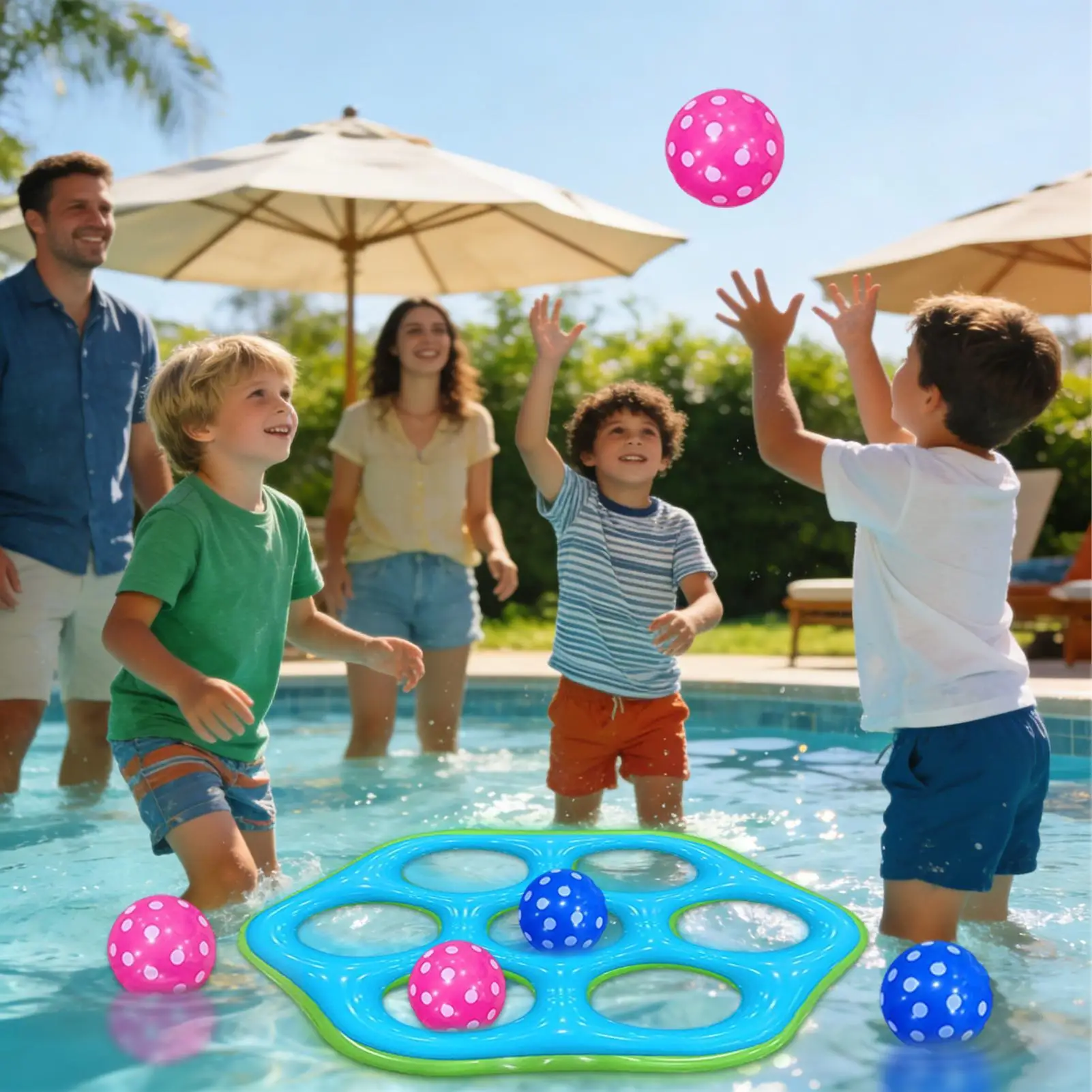 

Swimming Pool Toys Water Float Hexagonal Toss Ring Toy Water Throwing Rings For Beach Lake Backyard Party Vacation Family Travel