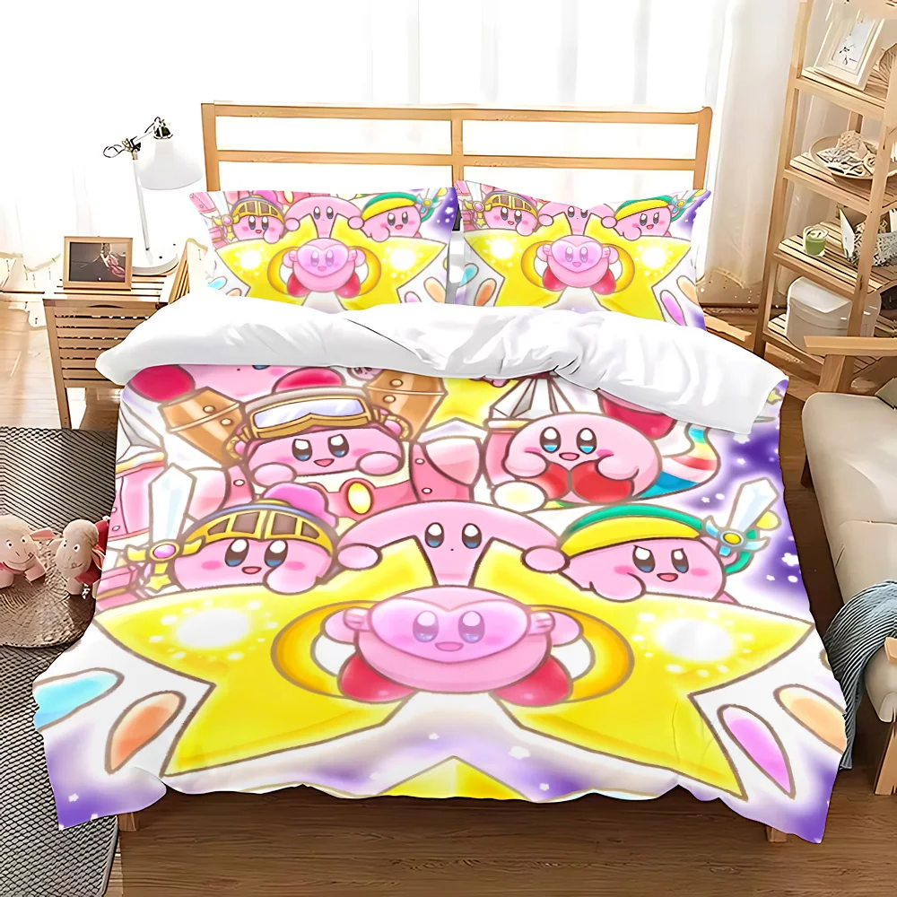 Duvet Cover Cartoon Kirby Pillowcase Bedding Set Adult Boy Girl Bedroom Decoration Children Gift Single Double Large Size