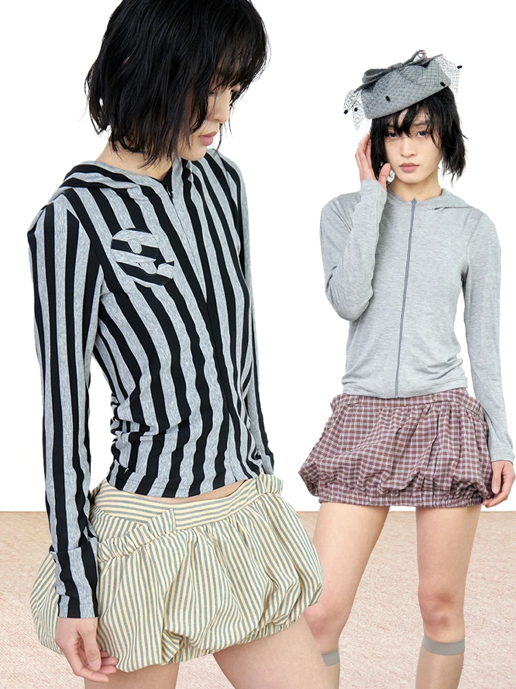 

TROPICEYE 25 Оригинальный дизайн, летний кардиган с капюшоном и длинными рукавами, ультратонкий эластичный свитшот на молнии с вертикальными полосками