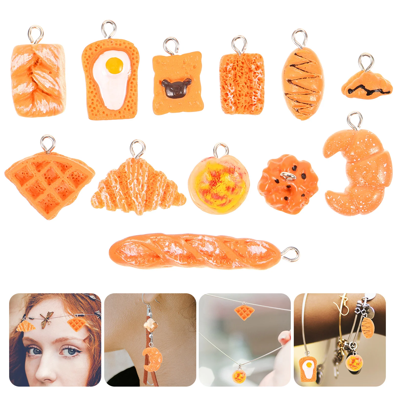 

12Pcs Resin Miniature Food Charms Jewelry Making Accessories DIY Earrings Bracelets Necklaces Keychains Creative Food Shaped