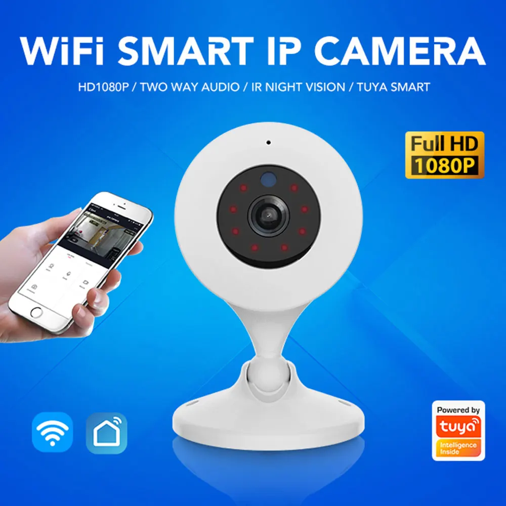Tuya WiFi Smart IP Camera Smart Home Security Camera 1080P HD Real-time APP Alerts Infrared Night Vision