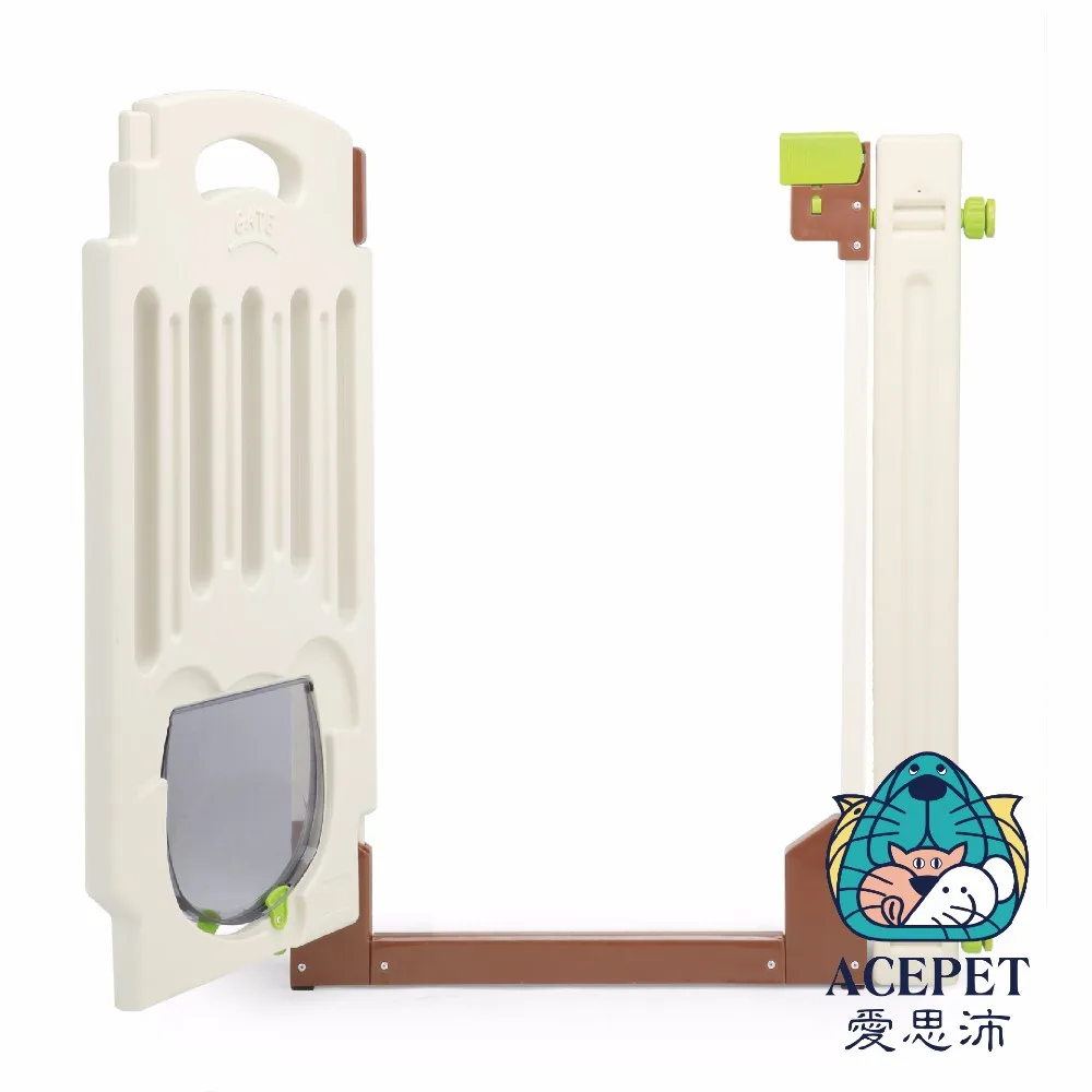 

Expandable Pressure-Mounted Pet Gate with Lockable Flap Pass Small Animals Pet Fence