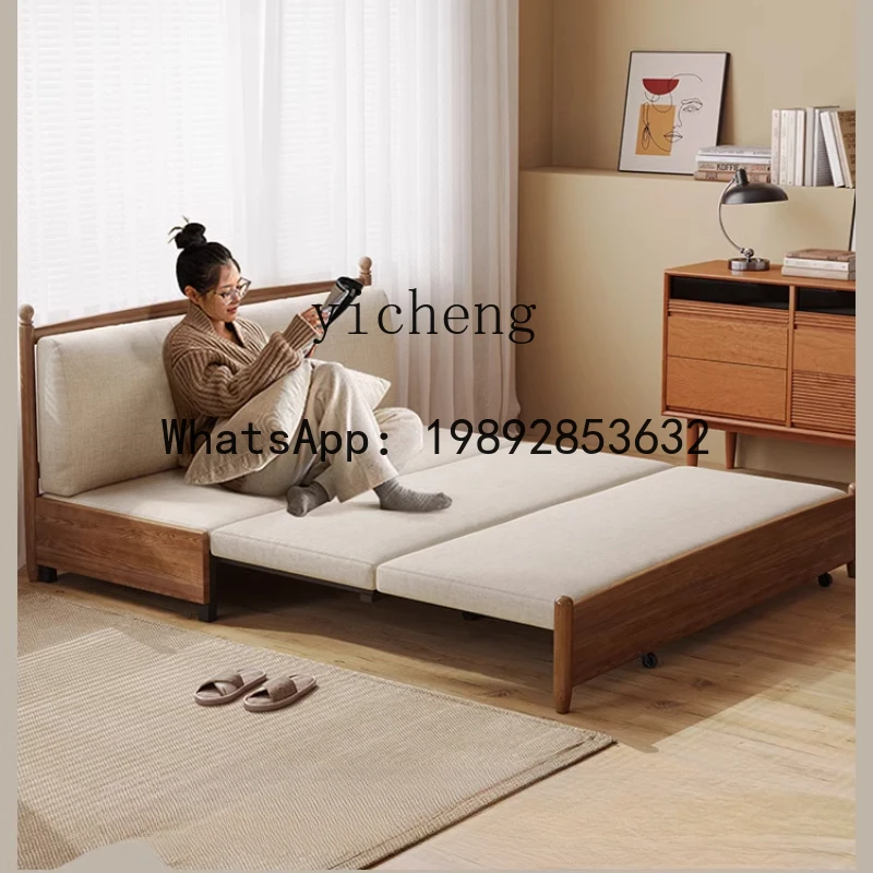 AB   dual-purpose small apartment living room ash wood multi-functional pull-out retractable bed