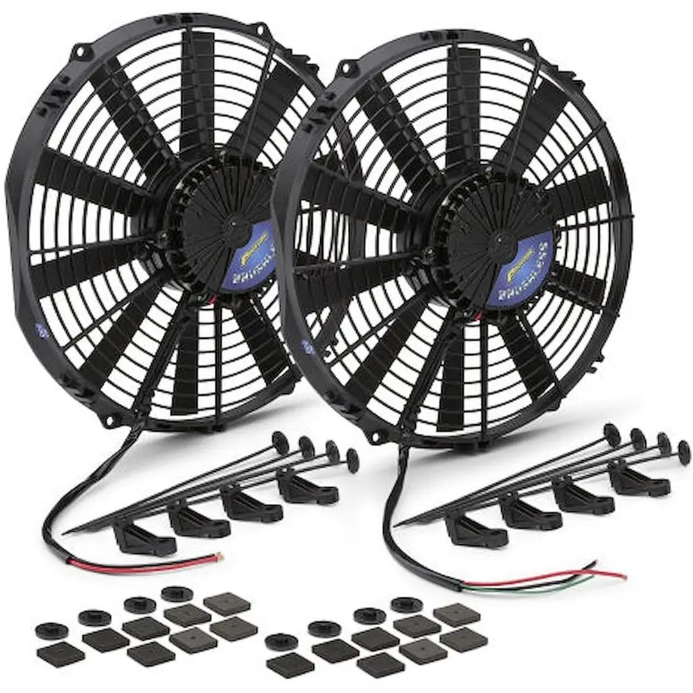 

Electric Cooling an, 13.5" x 12.5" x 3" Plastic, 2100 CM, 12V, 35 dB, Compatible with Radiator & Transmission Coolers