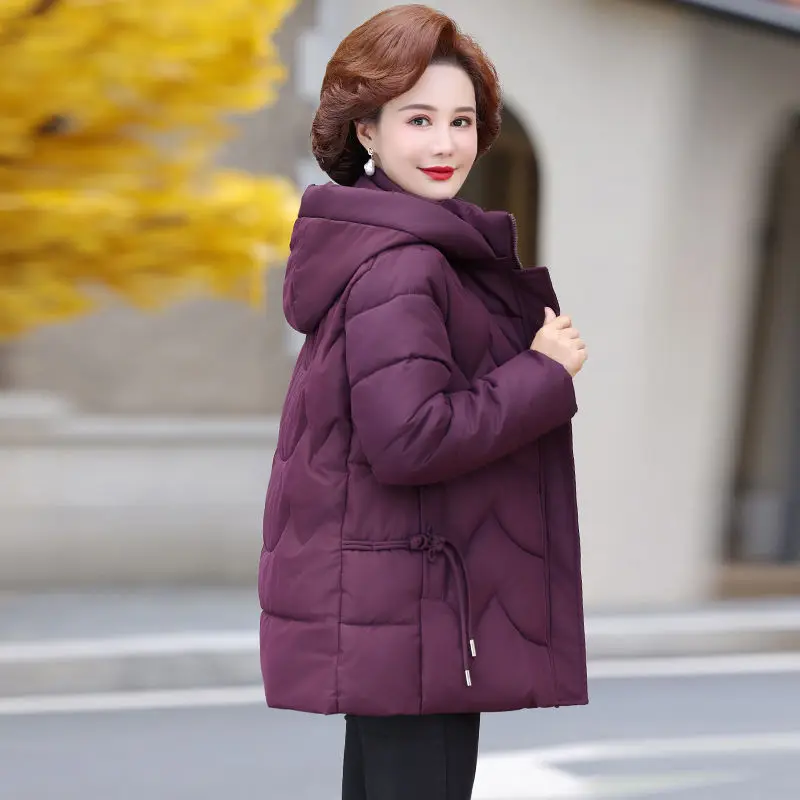 Middle-Aged Elderly Women Winter Padded Cotton-Padded Clothes Mother New Fur Collar Cotton- Keep Warm Ladies LX404