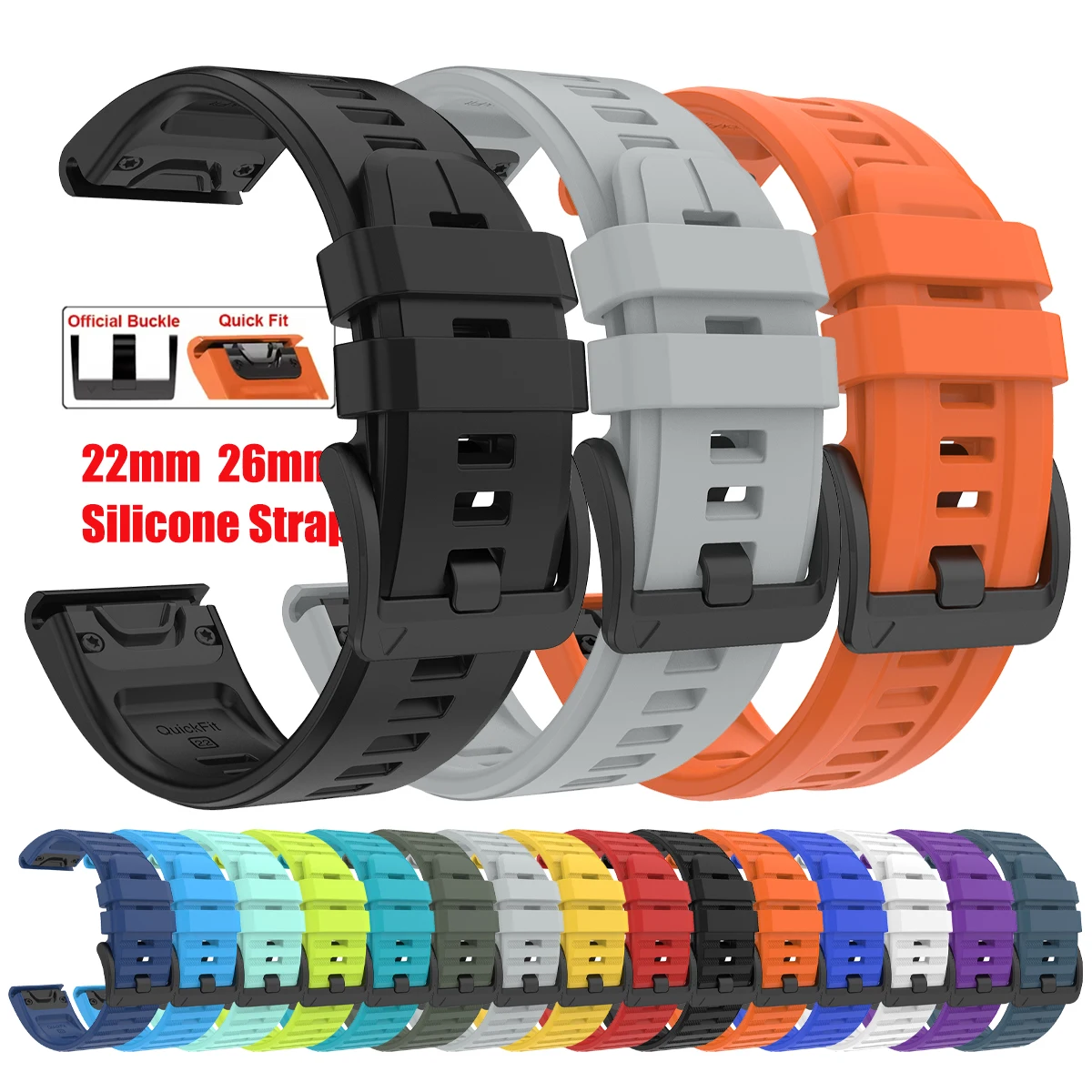26mm 22mm Schnellwechsel-Uhrenarmband für Garmin Fenix 8 PRO/Fenix E 7 7X Pro 6 6X 5 5X Silikonband Quatix 8/Instinct 3 970 Armband