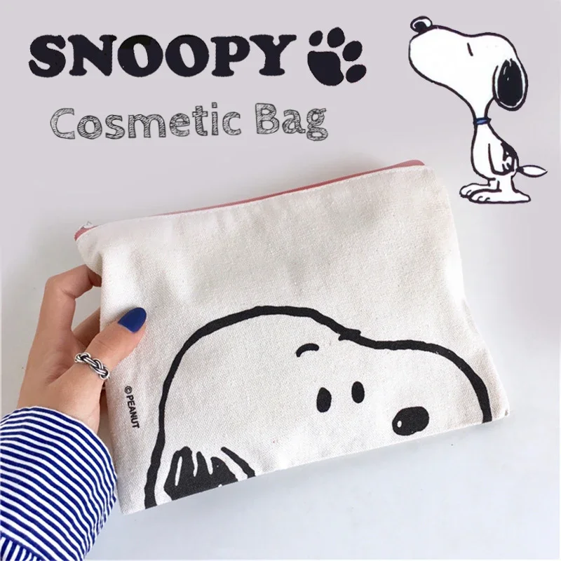 Snoopy Women cartoon Cosmetic Bag canvas Makeup Pouch Hand Travel Bag Lipstick Organizer Cases Fashion Zipper Clutch Phone Purse