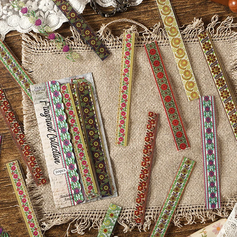 Mr.Paper 6Packs Floral Whisper Series Waterproof PET Sticker Pack Vintage Lace & Ribbon Decor for Journal Scrapbook DIY