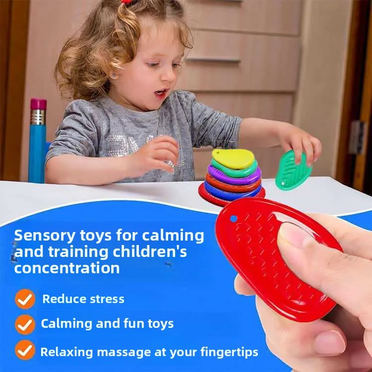 New 12 Pcs Silicone Worry Stone Fidget Toys Soft Texture Kids Sensory Stress Relief Decompression Toys