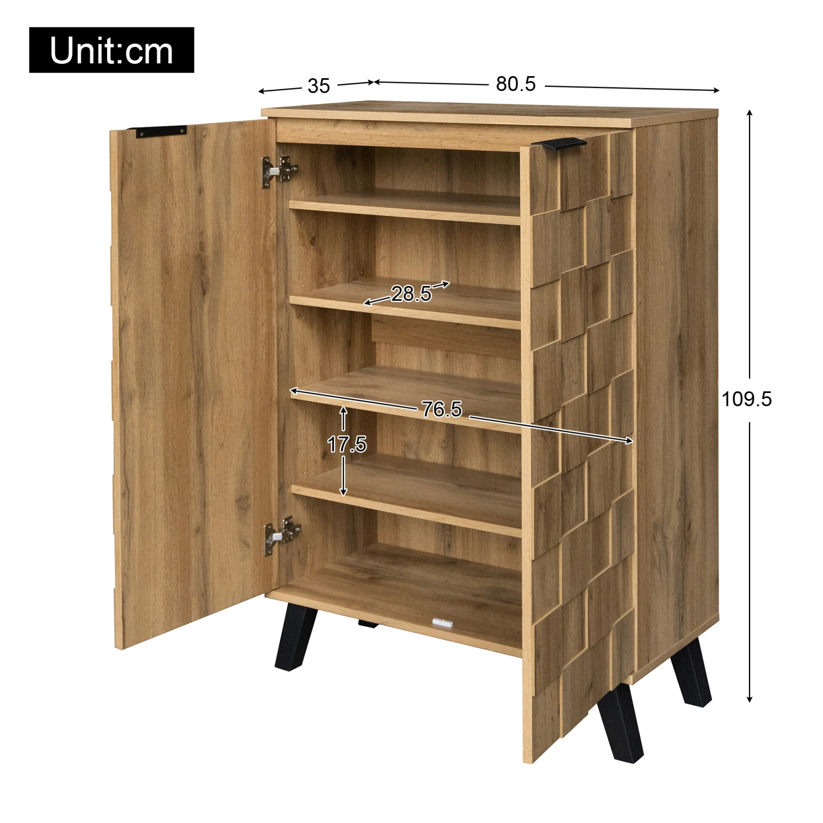 Anajqaqia dressoir, moderne schoenenkast met 5 vakken - afmetingen 80,5 x 35 x 109,5 cm, verstelbare planken