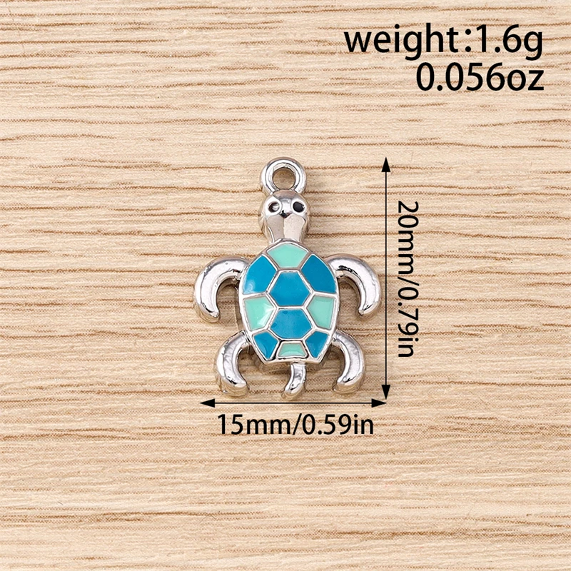 5 Stück 15x20mm Cartoon-Tieranhänger aus Emaille-Legierung, Schildkröten-Anhänger für Schmuckherstellung, Ohrringe, Halsketten, DIY-Bastelzubehör – Detail 1