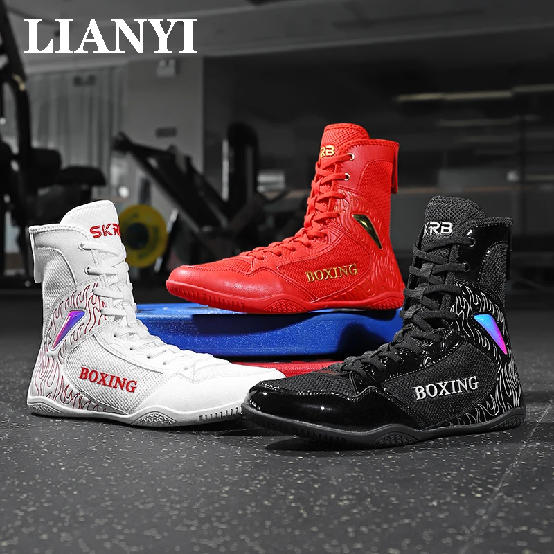 

LIANYI профессиональная борцовская обувь, мужская дышащая обувь с высоким берцем для бокса, борьбы, спортивная обувь для соревнований по тяжелой атлетике в помещении