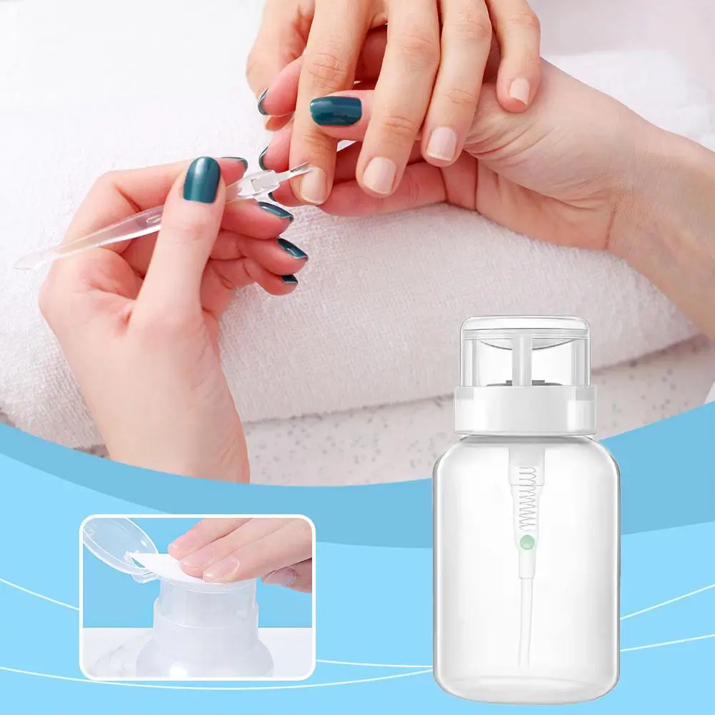 Refillable Empty Press Pump Bottle Nail Art Polish Remover Manicure Makeup Container Bottle Cleaner Tool Liquid S1I1