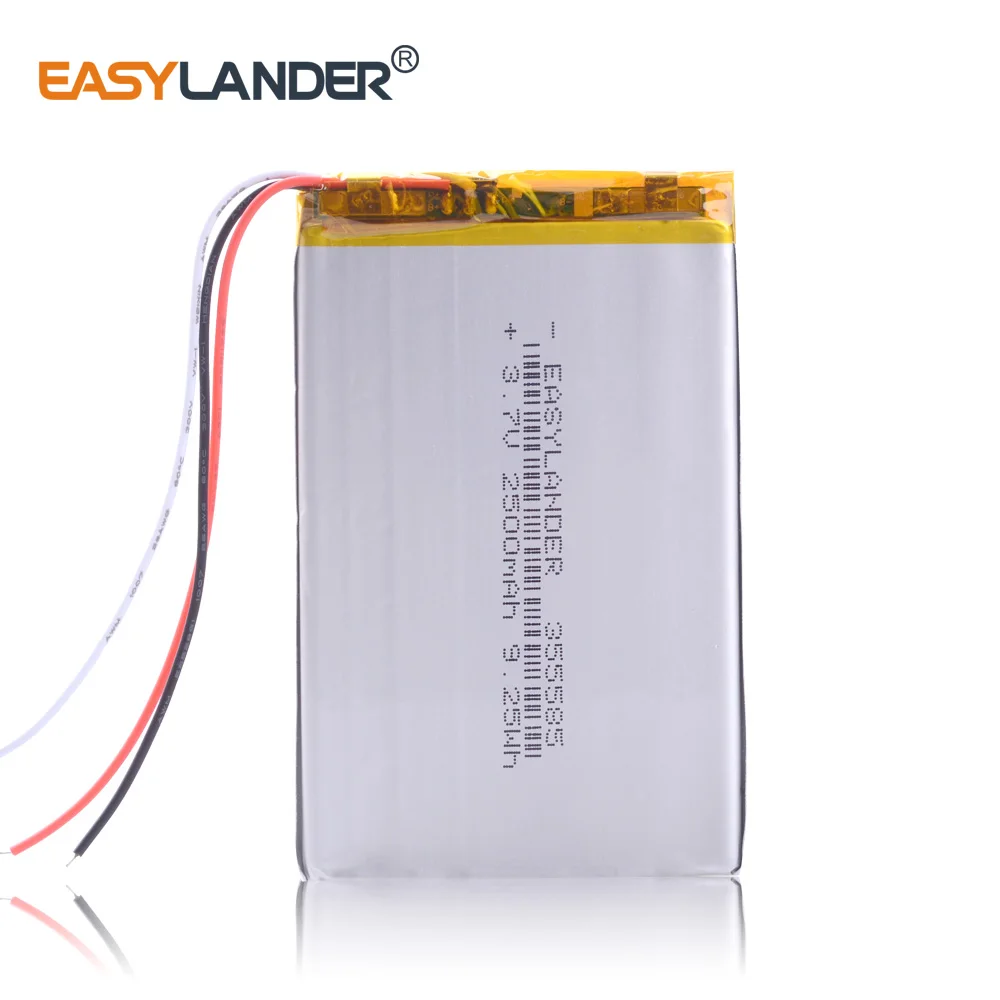 NTC 3-wire 355585 2500mAh 3.7V Lithium Polymer Rechargeable battery For  phone E-Book Onyx  Boox  PAD LAPTOP GPS DVR