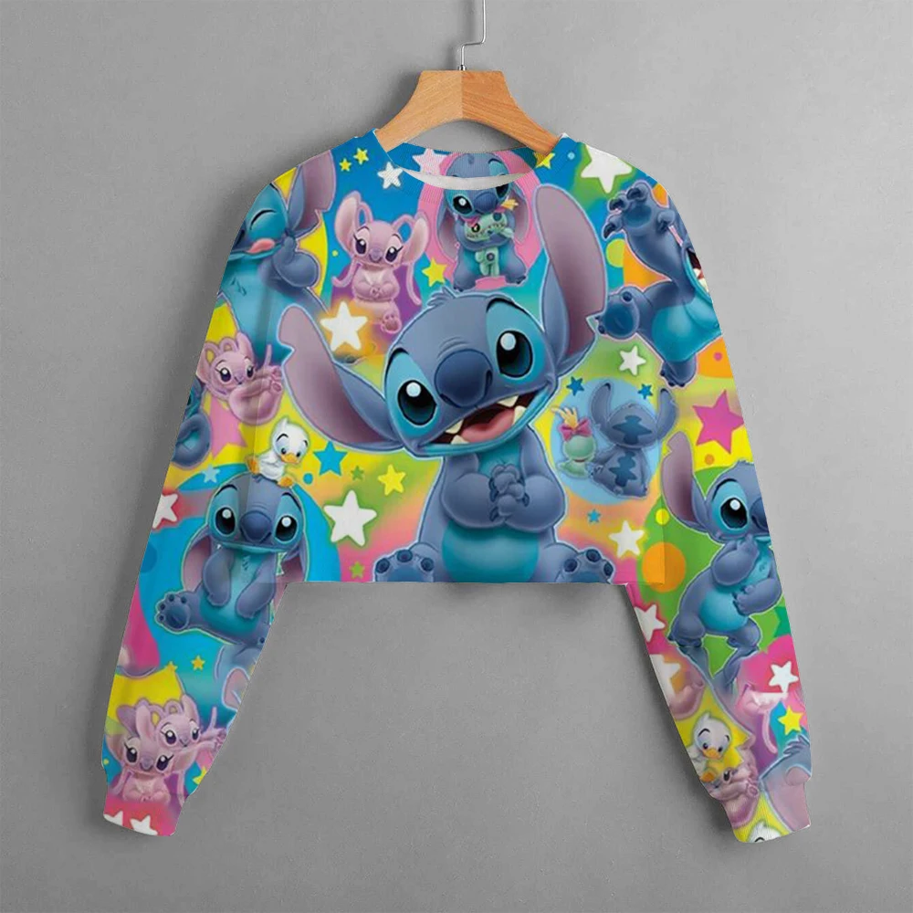 

New Christmas Girls Casual Cartoon Characters Disney Stitch Kids Print Hoodie Long Sleeve Sweatshirt Street Style Kids Clothing