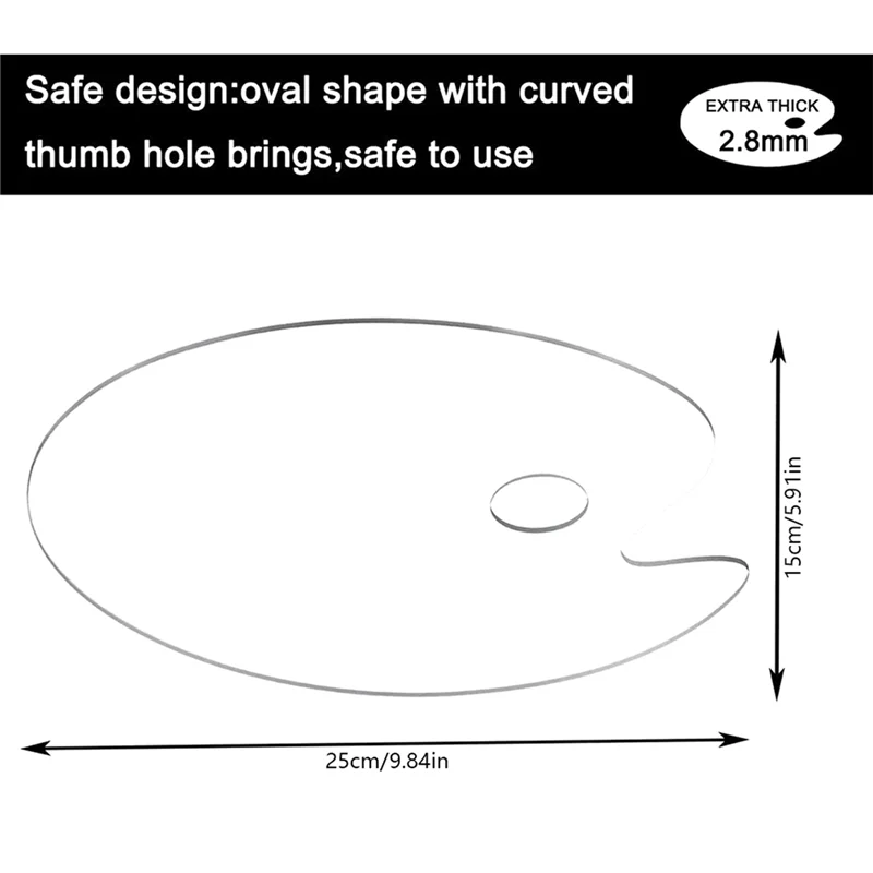 アクリルペイントパレット 3/6 個クリアペイントトレイパレット、簡単に掃除できるノンスティックアーティストツール、油水彩工芸用