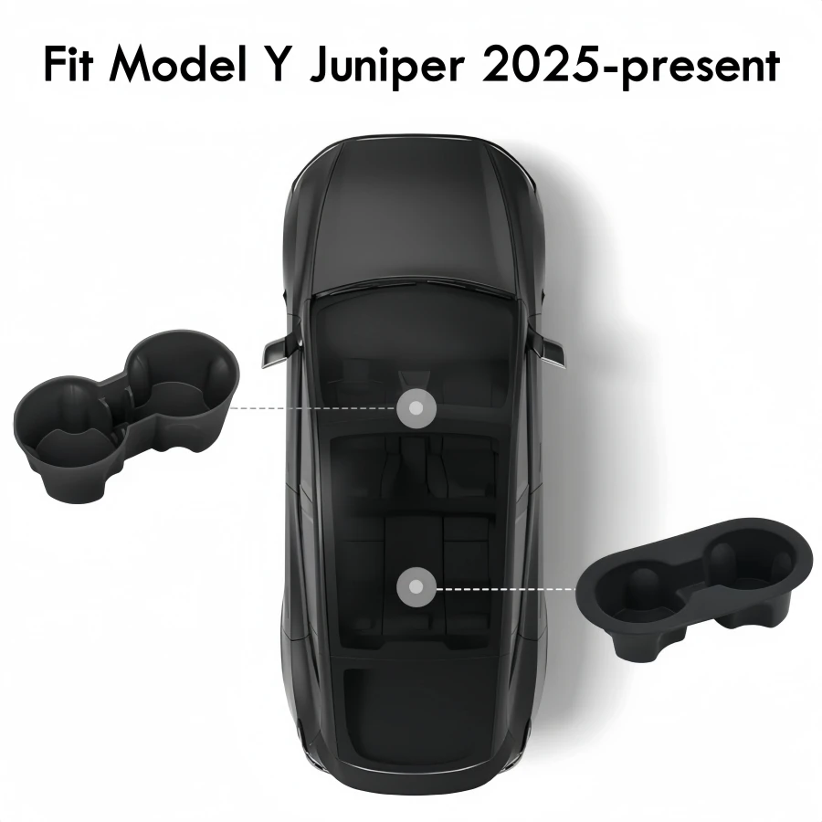 Silicone Center Console & 2nd Row Water Cup Holders for Tesla Model Y Juniper 2025 2026 Drink Limiter Cover for Model Y Juniper